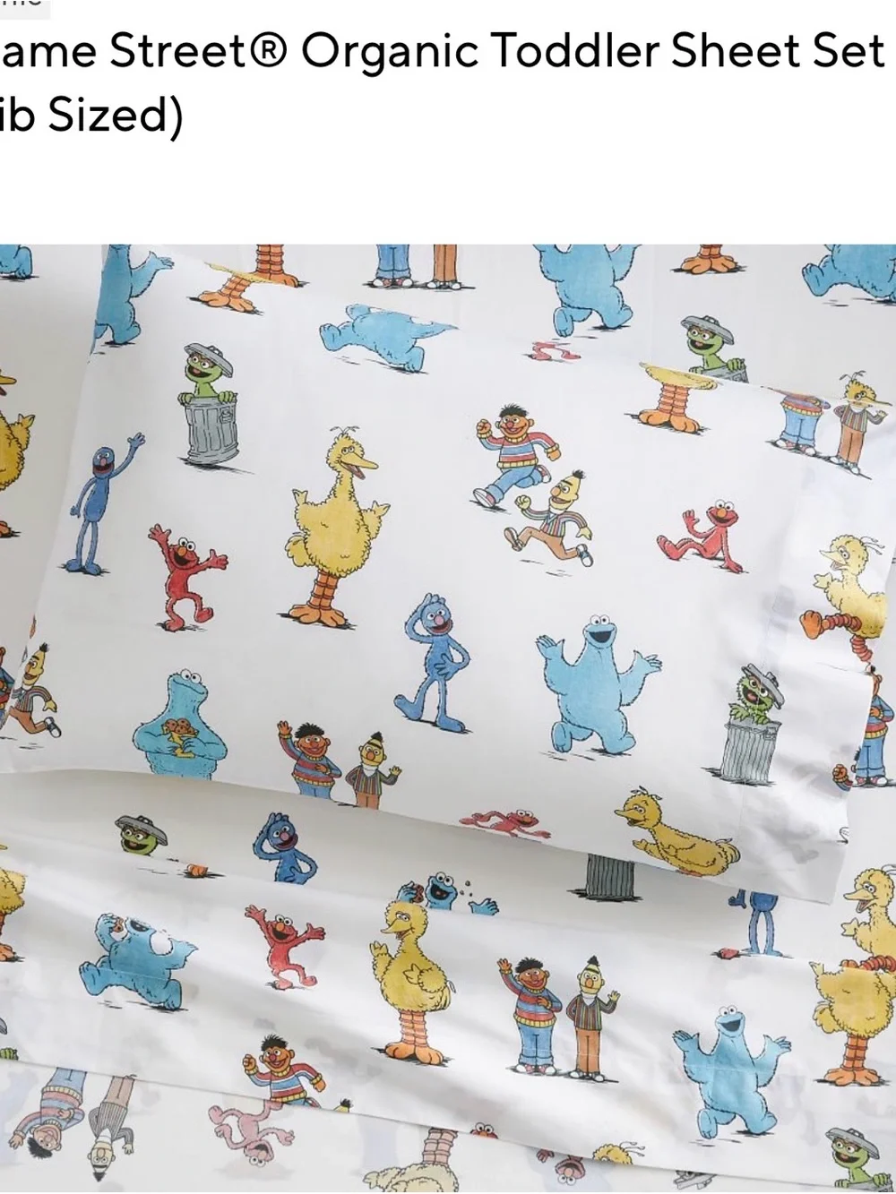 Sesame Street Toddler Quilt - Gray with Multicolor Character Appliqués